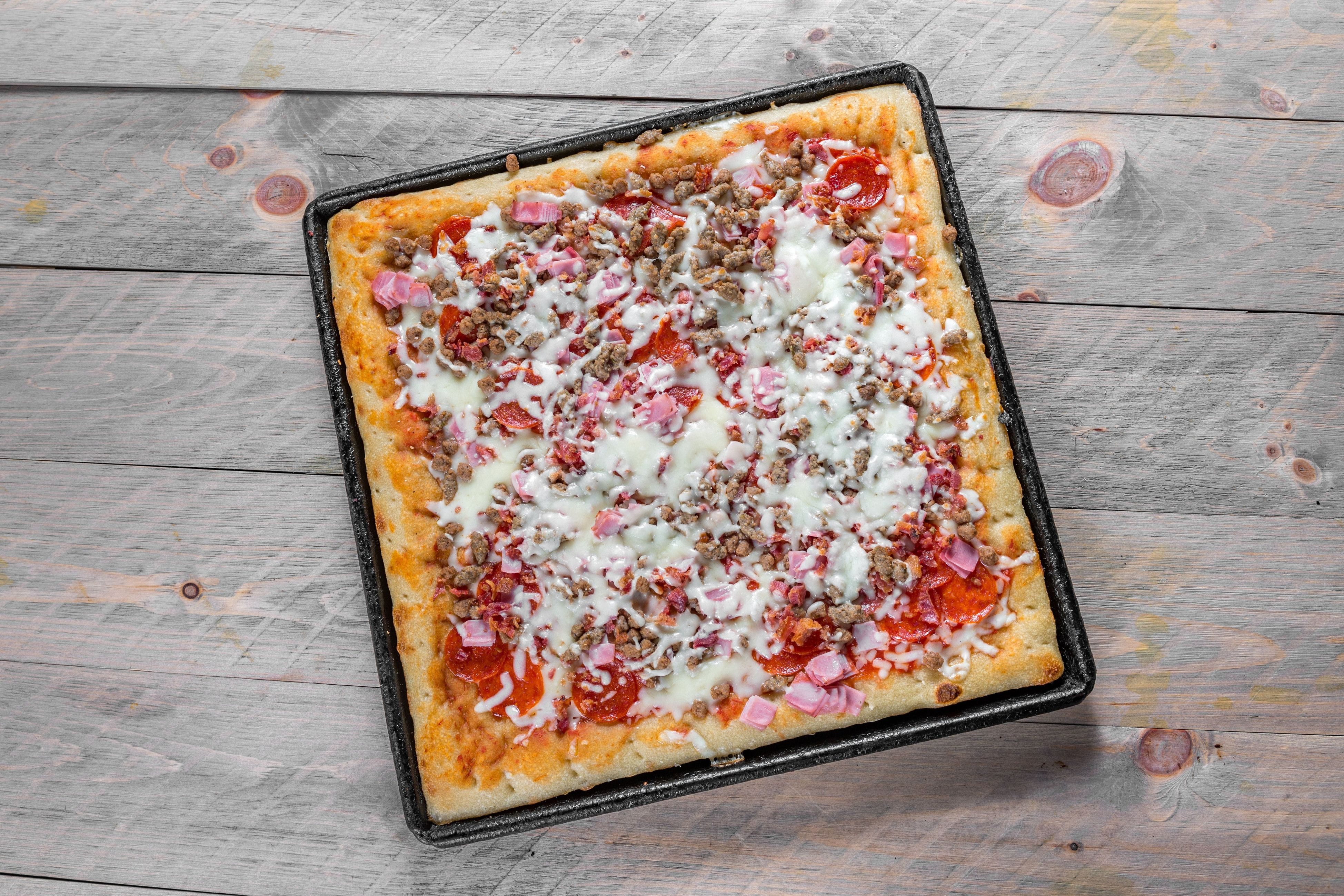 Sicilian Meat Lover's Pizza.
