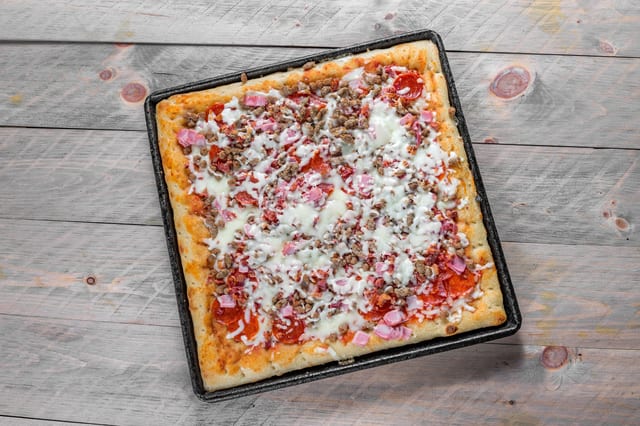 Sicilian Meat Lover's Pizza.